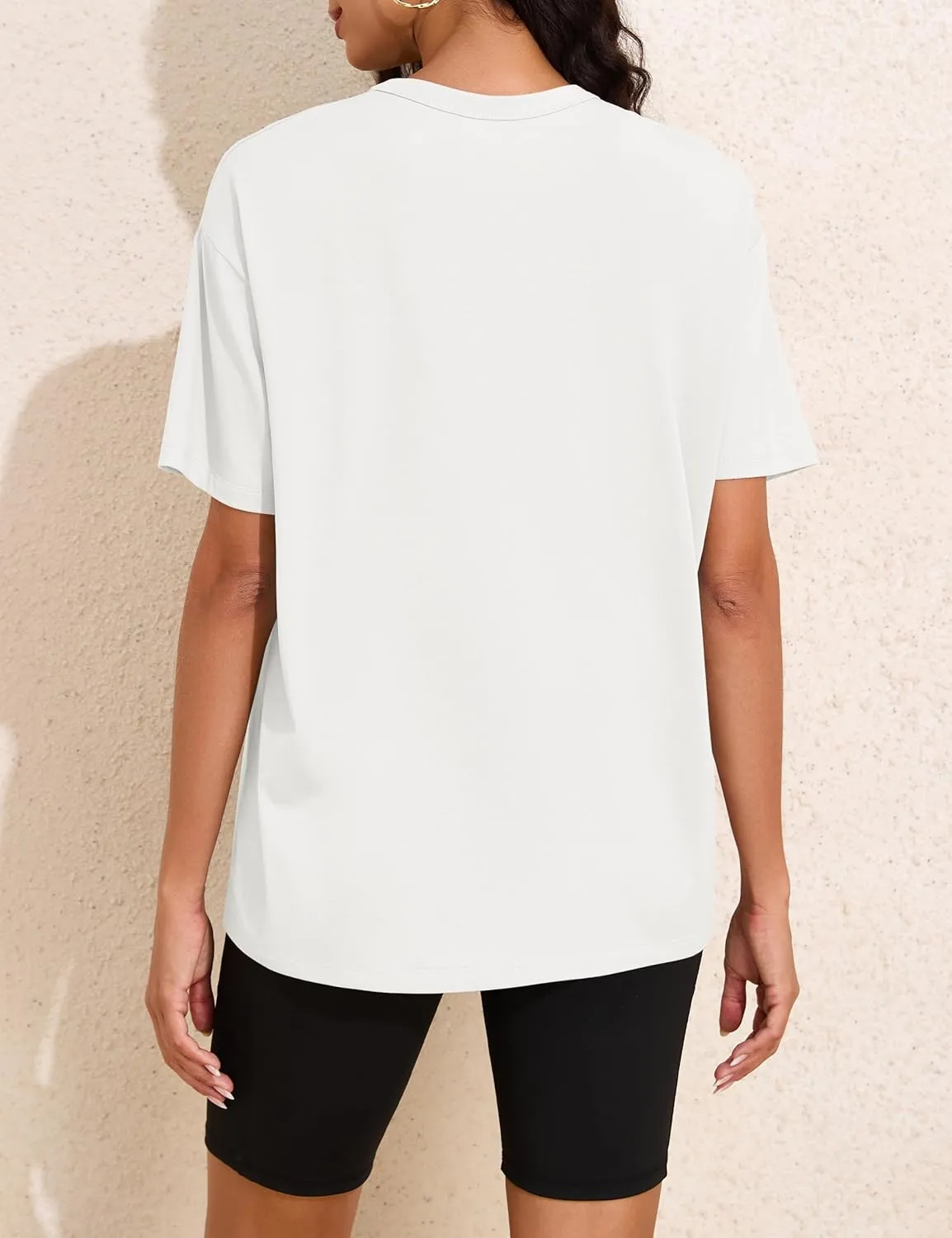 Womens Oversized Short Sleeve Crew Neck T Shirts Loose Fit Basic Tee Shirts Casual Summer Tops Cotton Modal Blend
