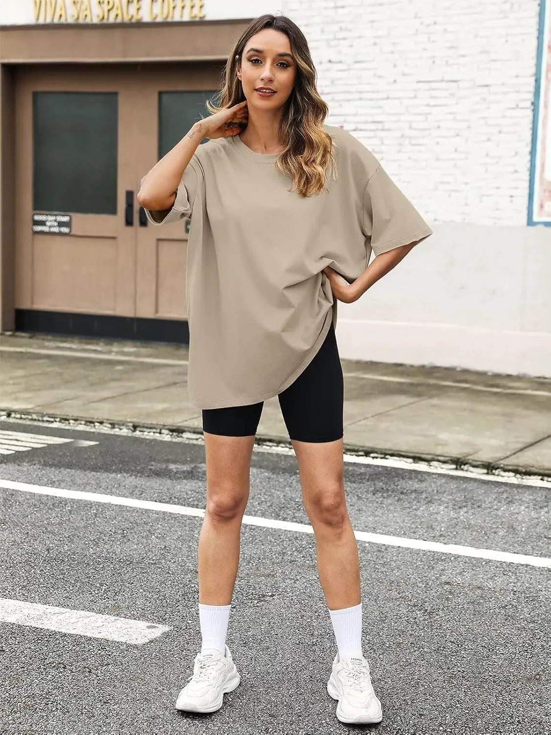 Womens Oversized T Shirts Cotton Loose Fit Short Sleeve Tee Crewneck Workout Summer Tops Fashion Clothes 2025