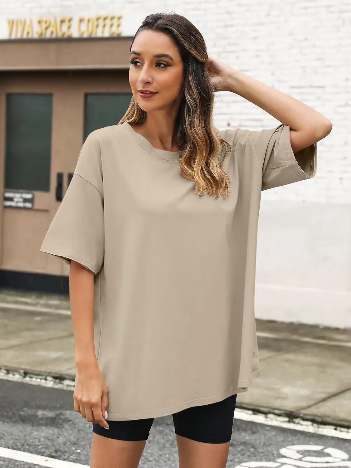 Womens Oversized T Shirts Cotton Loose Fit Short Sleeve Tee Crewneck Workout Summer Tops Fashion Clothes 2025