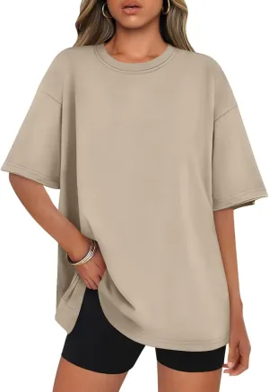 Womens Oversized T Shirts Cotton Loose Fit Short Sleeve Tee Crewneck Workout Summer Tops Fashion Clothes 2025