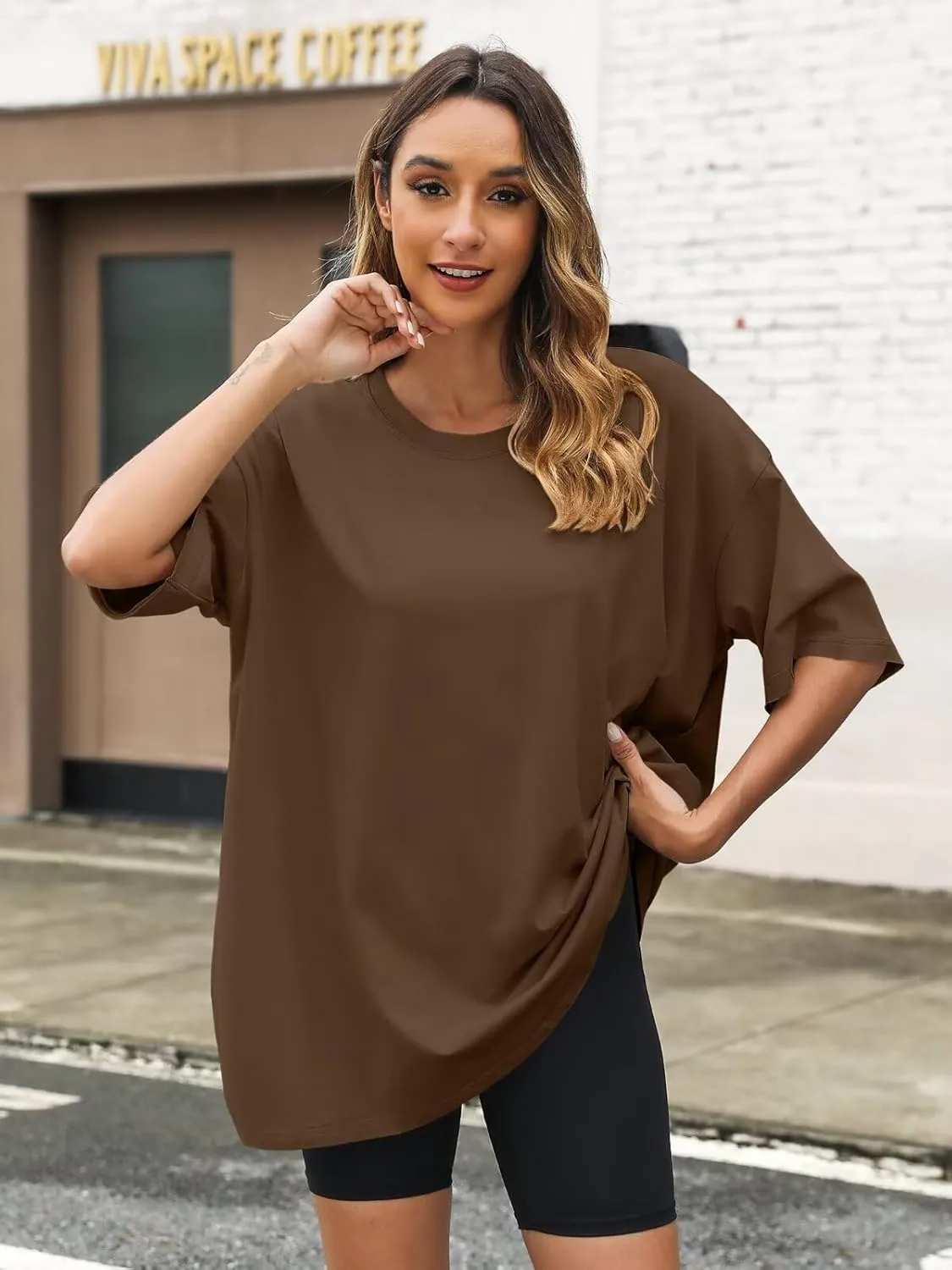 Womens Oversized T Shirts Cotton Loose Fit Short Sleeve Tee Crewneck Workout Summer Tops Fashion Clothes 2025