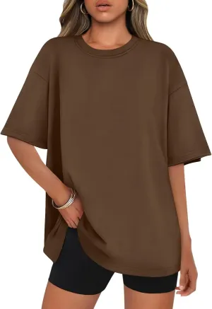 Womens Oversized T Shirts Cotton Loose Fit Short Sleeve Tee Crewneck Workout Summer Tops Fashion Clothes 2025