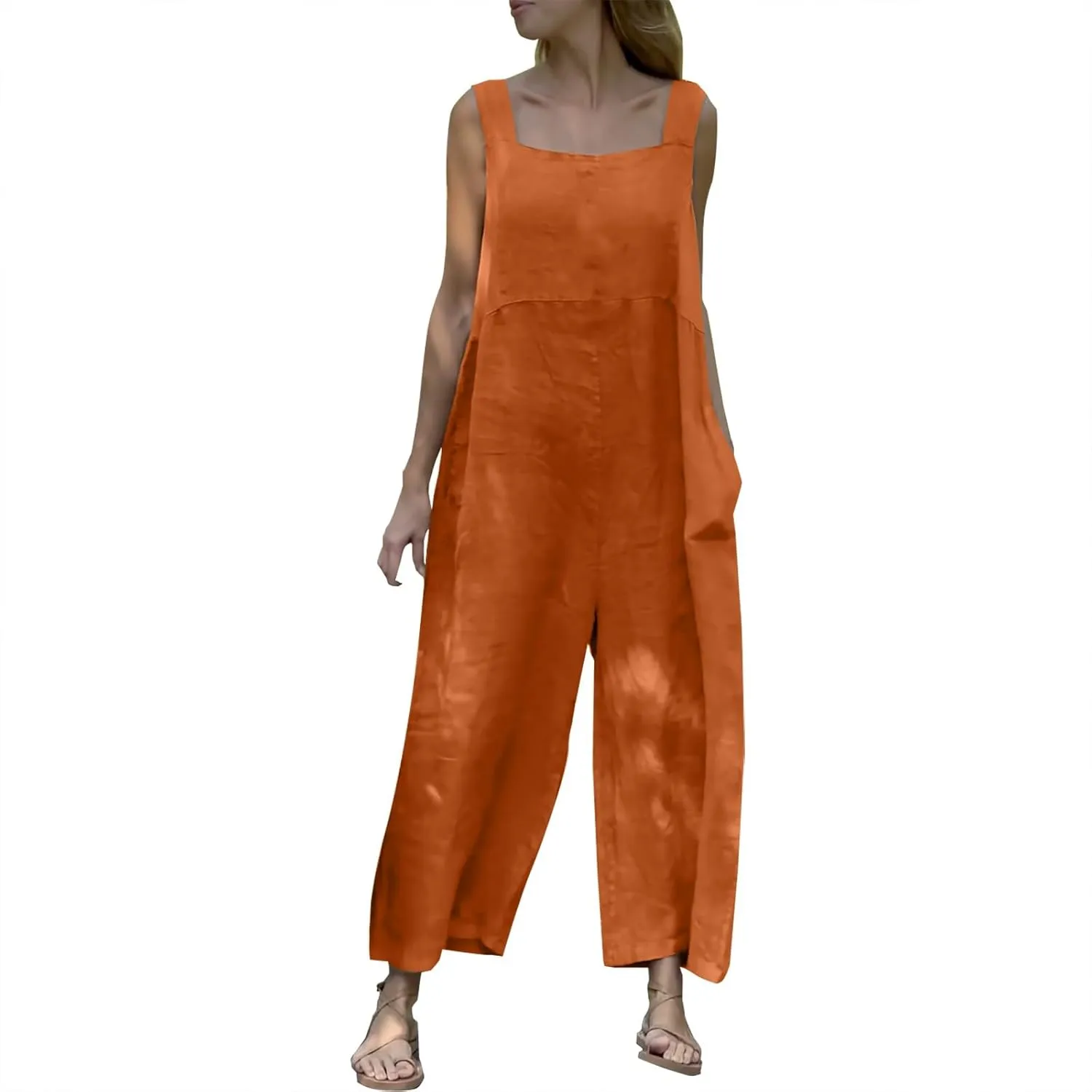 Women's Patchwork Dual Pocket Jumpsuit Loose Bohemian Wide Leg Bib Overall Elegant Relaxed Outfits