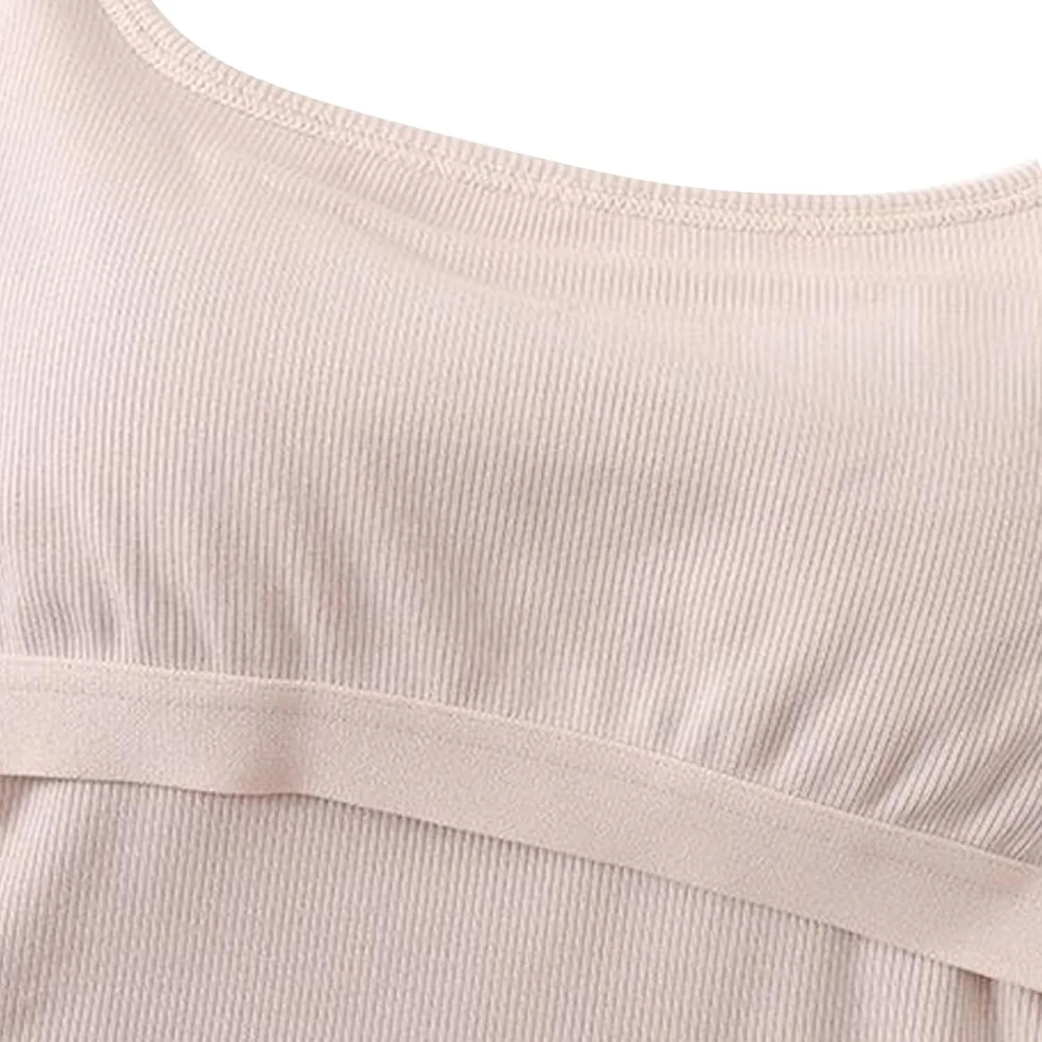 Womens Ribbed Longline Sports Bra U Neck Padded Yoga Cami Shirts Sleeveless Workout Crop Tank Top with Built in Pads