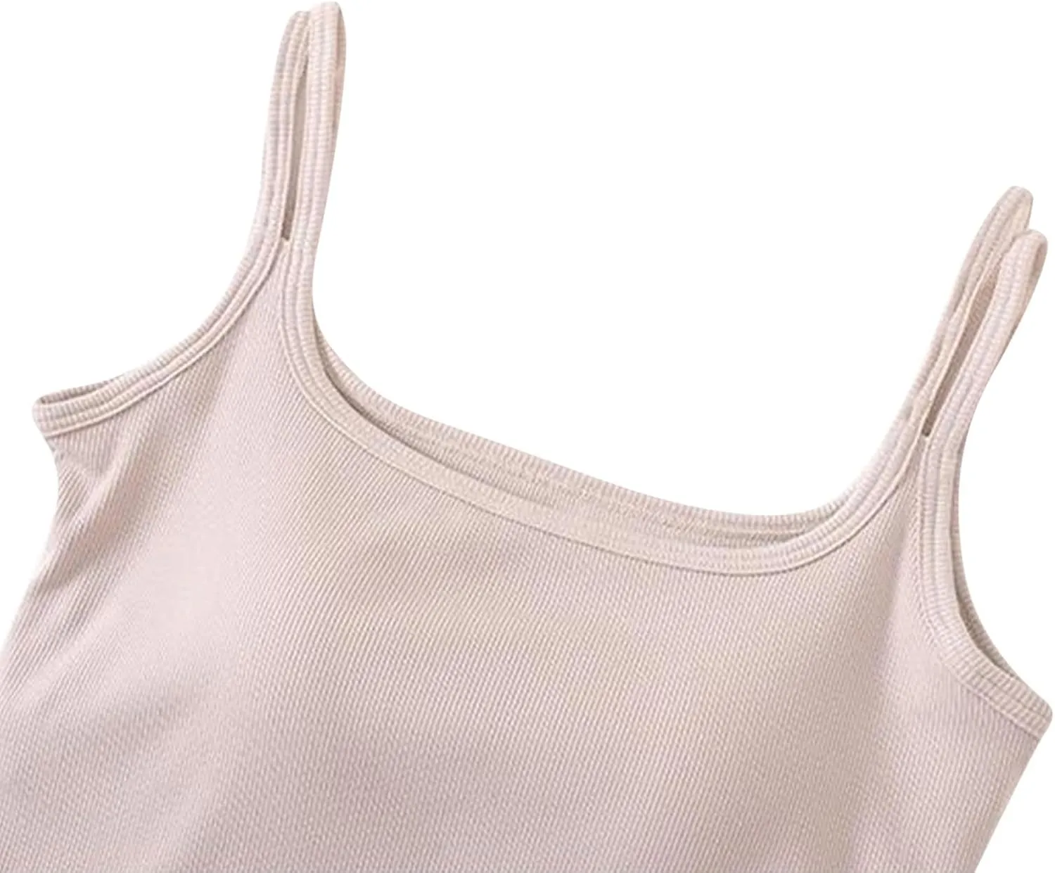 Womens Ribbed Longline Sports Bra U Neck Padded Yoga Cami Shirts Sleeveless Workout Crop Tank Top with Built in Pads