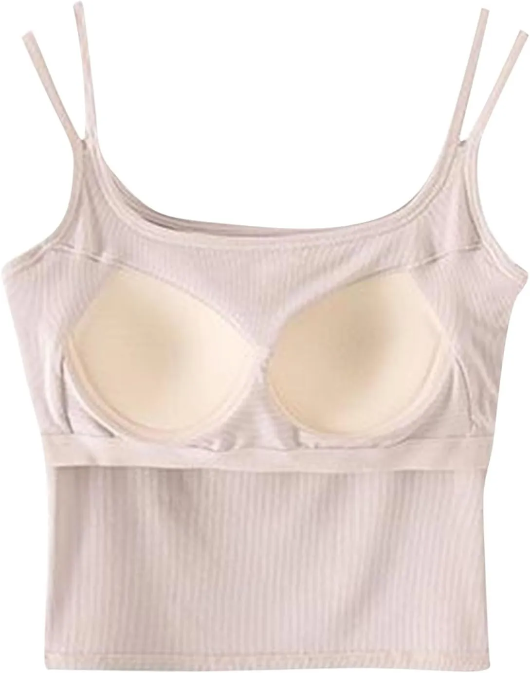 Womens Ribbed Longline Sports Bra U Neck Padded Yoga Cami Shirts Sleeveless Workout Crop Tank Top with Built in Pads