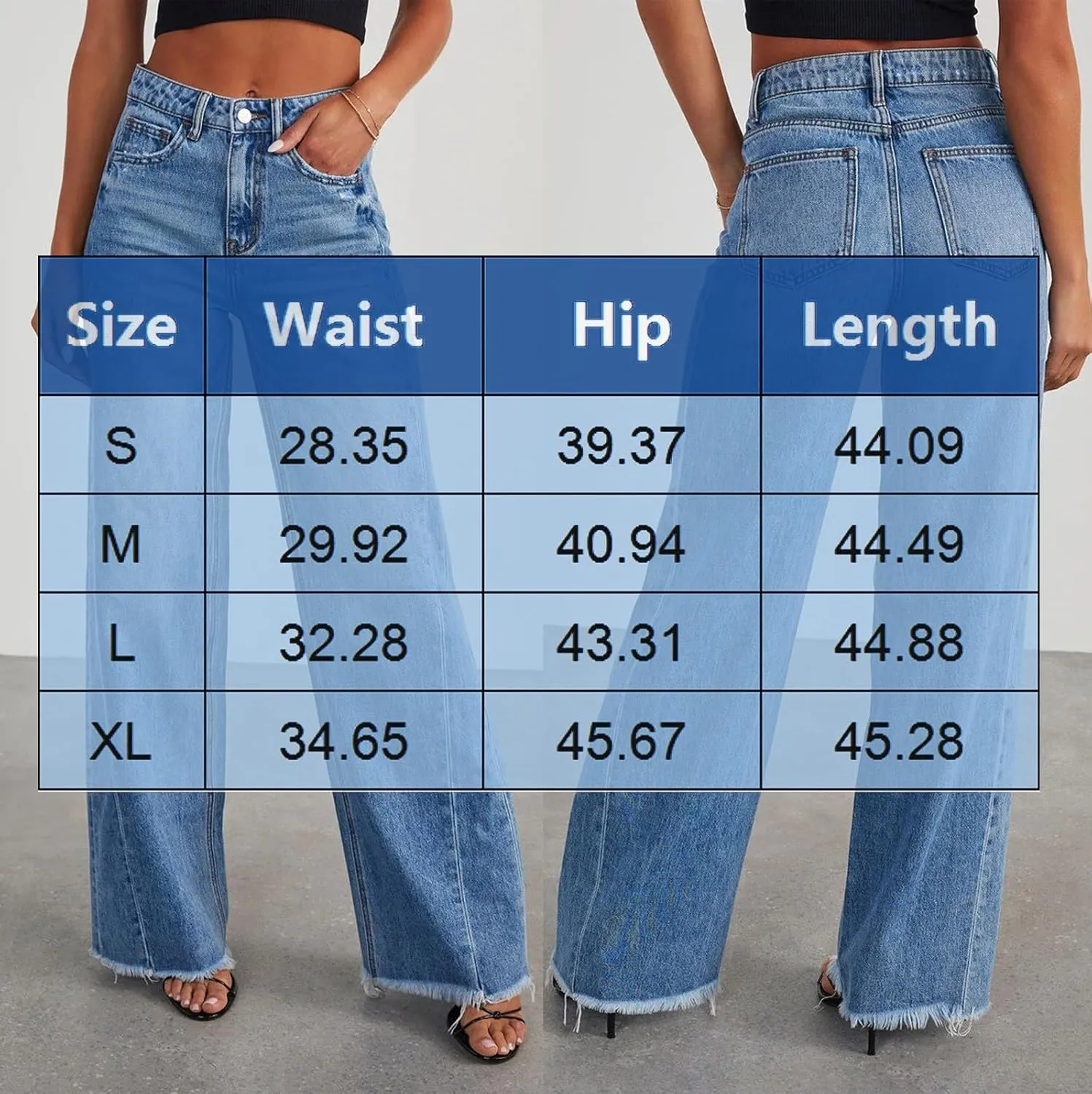 Women's Ripped Jeans Baggy Mid Waist Jeans Wide Leg Loose Boyfriend Denim Pants Straight Cropped Barrel Jeans, S-XL