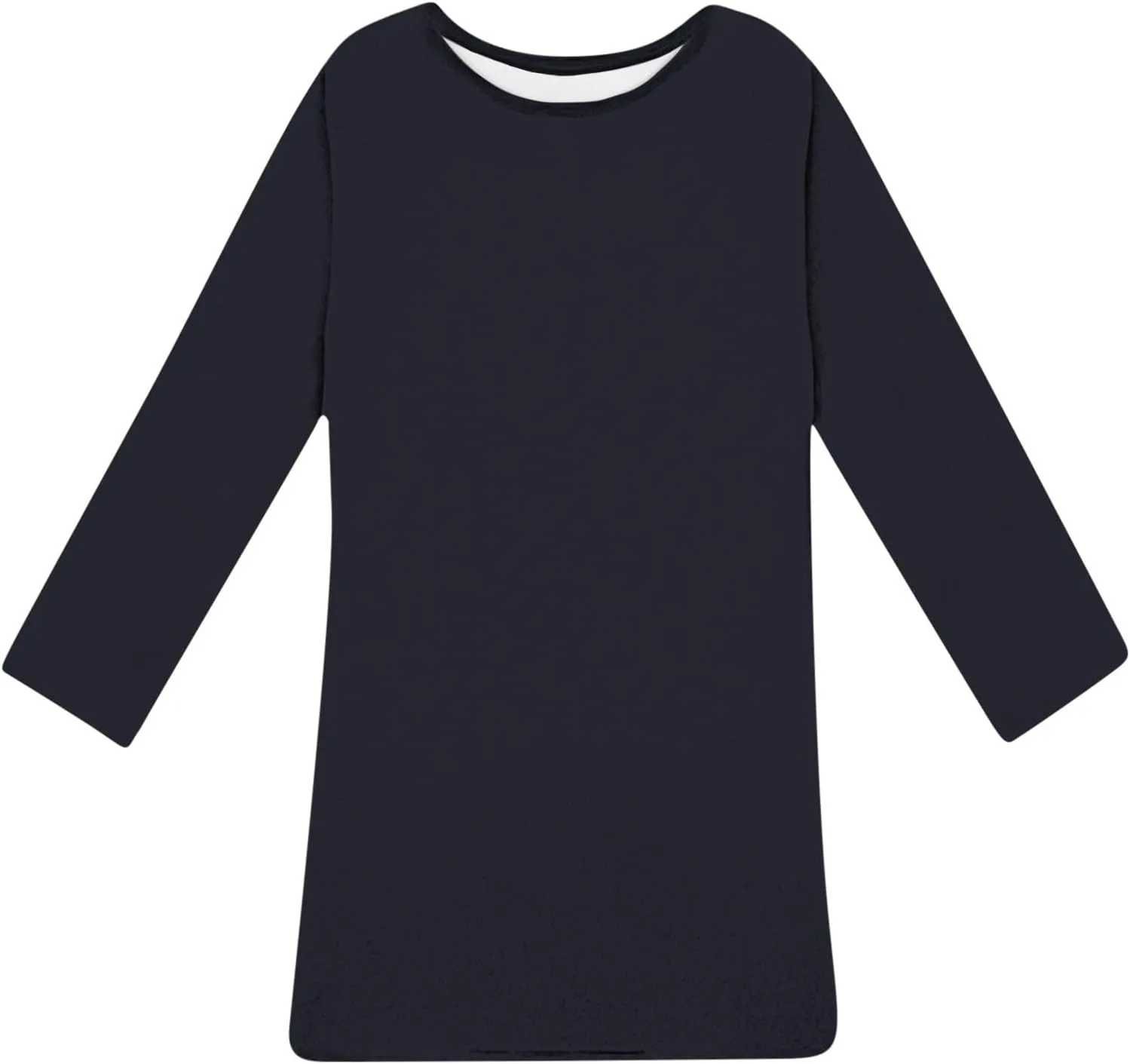 Womens Round Neck Long Sleeve Mini Dress Casual Loose Fit Shift Dress Nightgown Soft Sleep Dress Plus Size Sleepwear