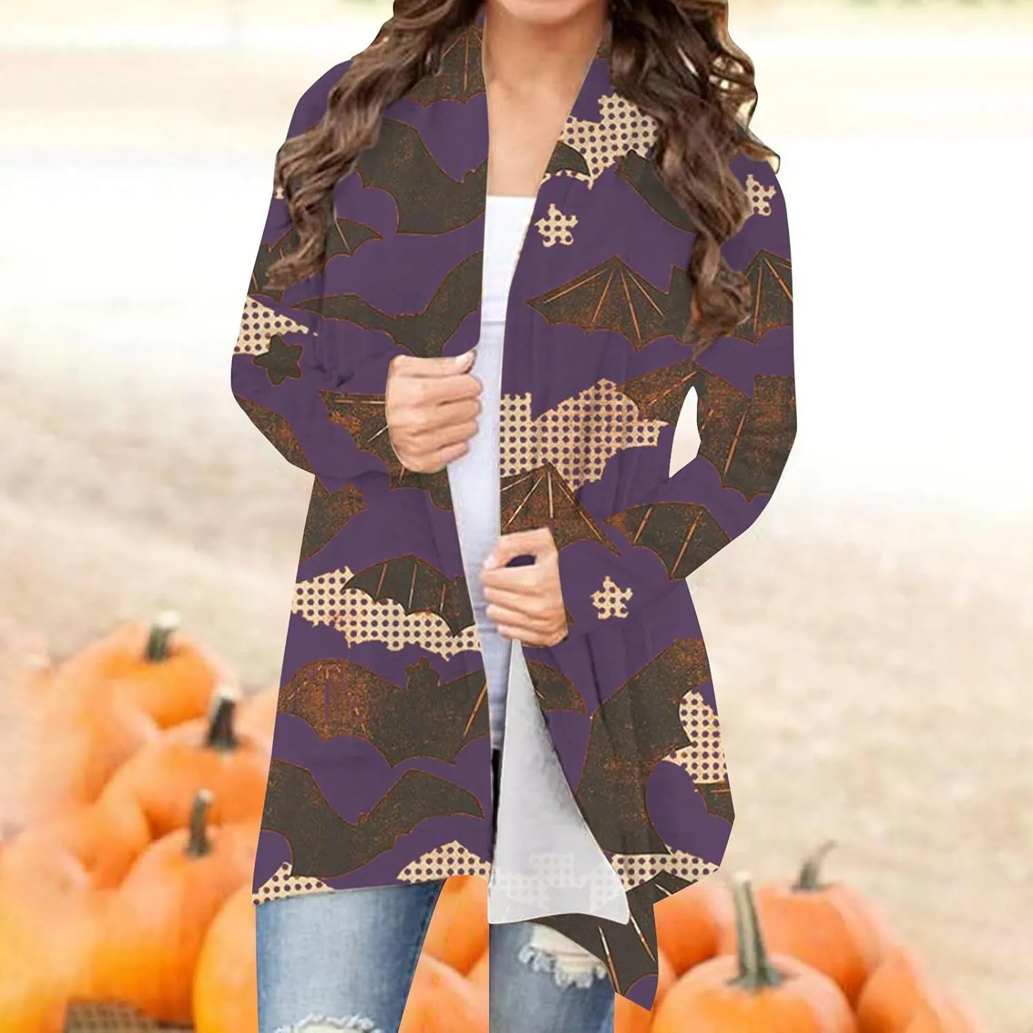 Womens Skull Print Sweater Cardigan Lightweight Soft Knit Cardigan Sweater Chunky Cardigan Batwing Long Sleeve Coat