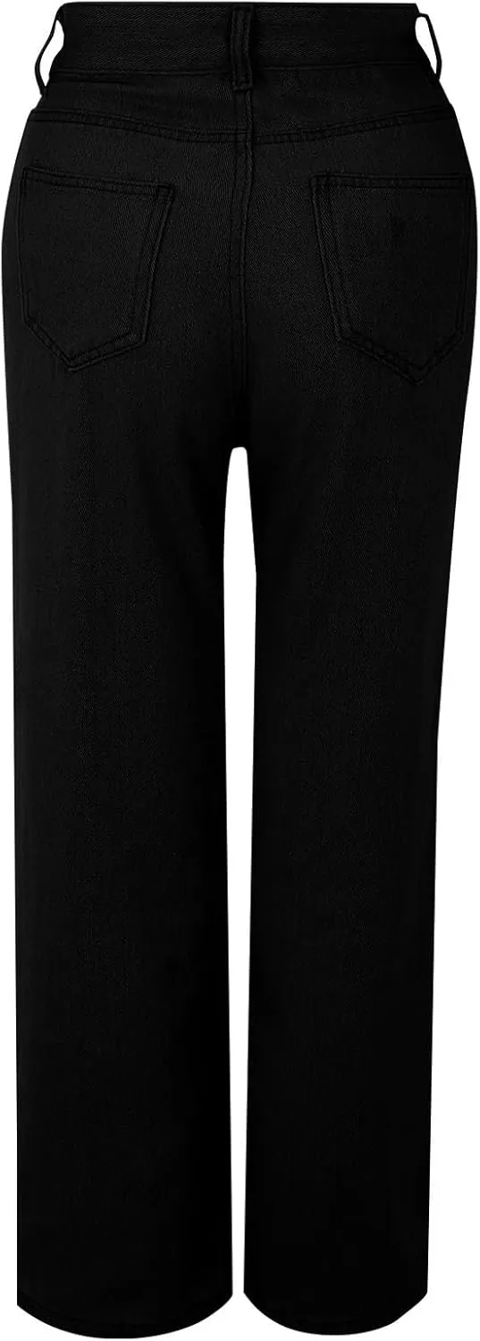 Women's Sweatpants That Look Like Jeans High Waisted Trendy Stretchy Pull On Baggy Jeans with Pockets Cute Sweatpants