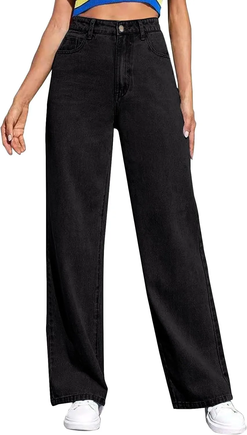 Women's Sweatpants That Look Like Jeans High Waisted Trendy Stretchy Pull On Baggy Jeans with Pockets Cute Sweatpants