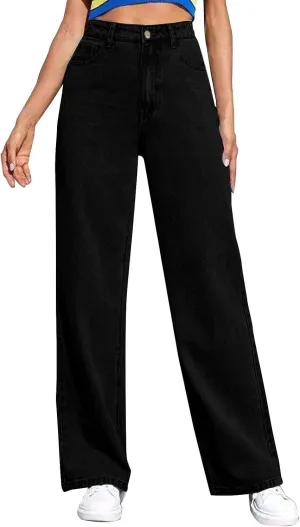 Women's Sweatpants That Look Like Jeans High Waisted Trendy Stretchy Pull On Baggy Jeans with Pockets Cute Sweatpants