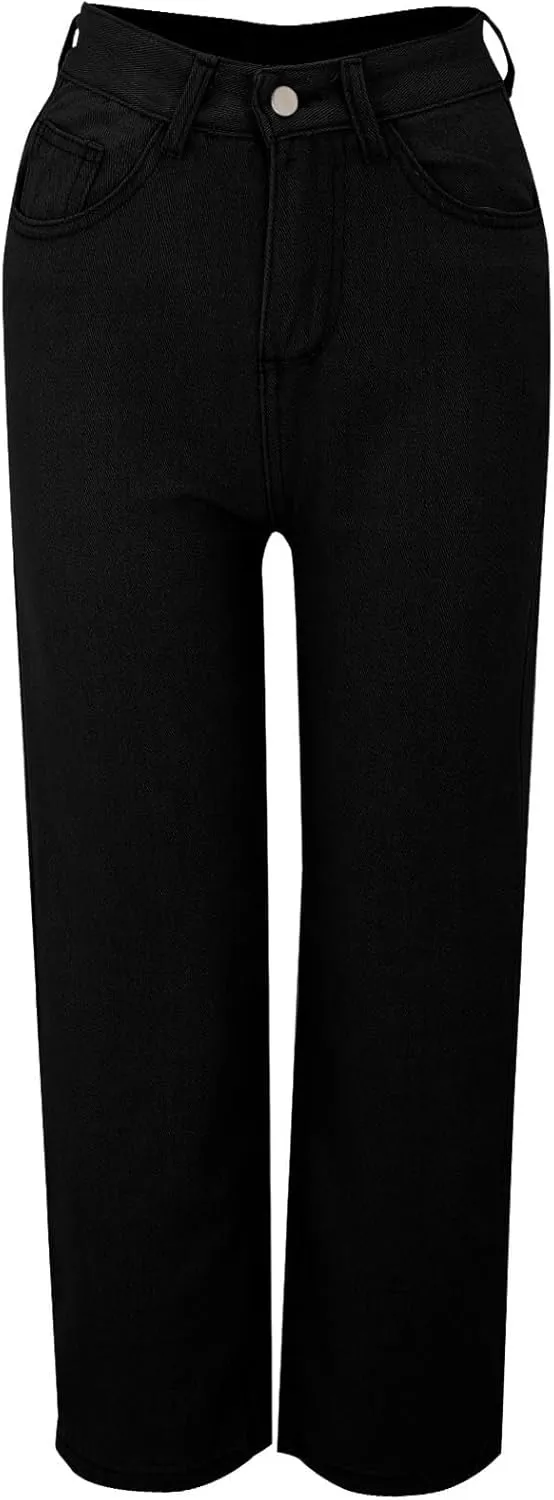 Women's Sweatpants That Look Like Jeans High Waisted Trendy Stretchy Pull On Baggy Jeans with Pockets Cute Sweatpants
