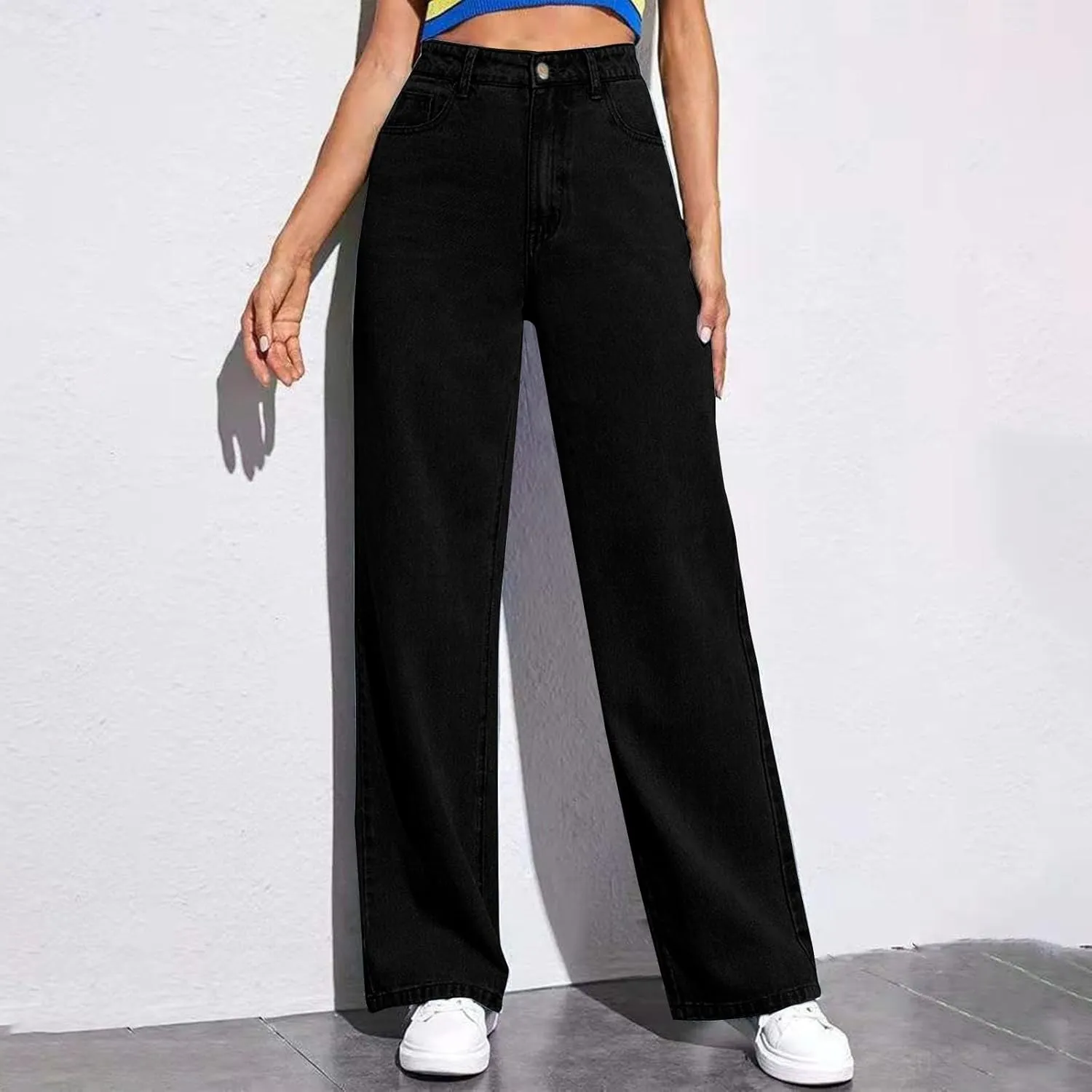 Women's Sweatpants That Look Like Jeans High Waisted Trendy Stretchy Pull On Baggy Jeans with Pockets Cute Sweatpants