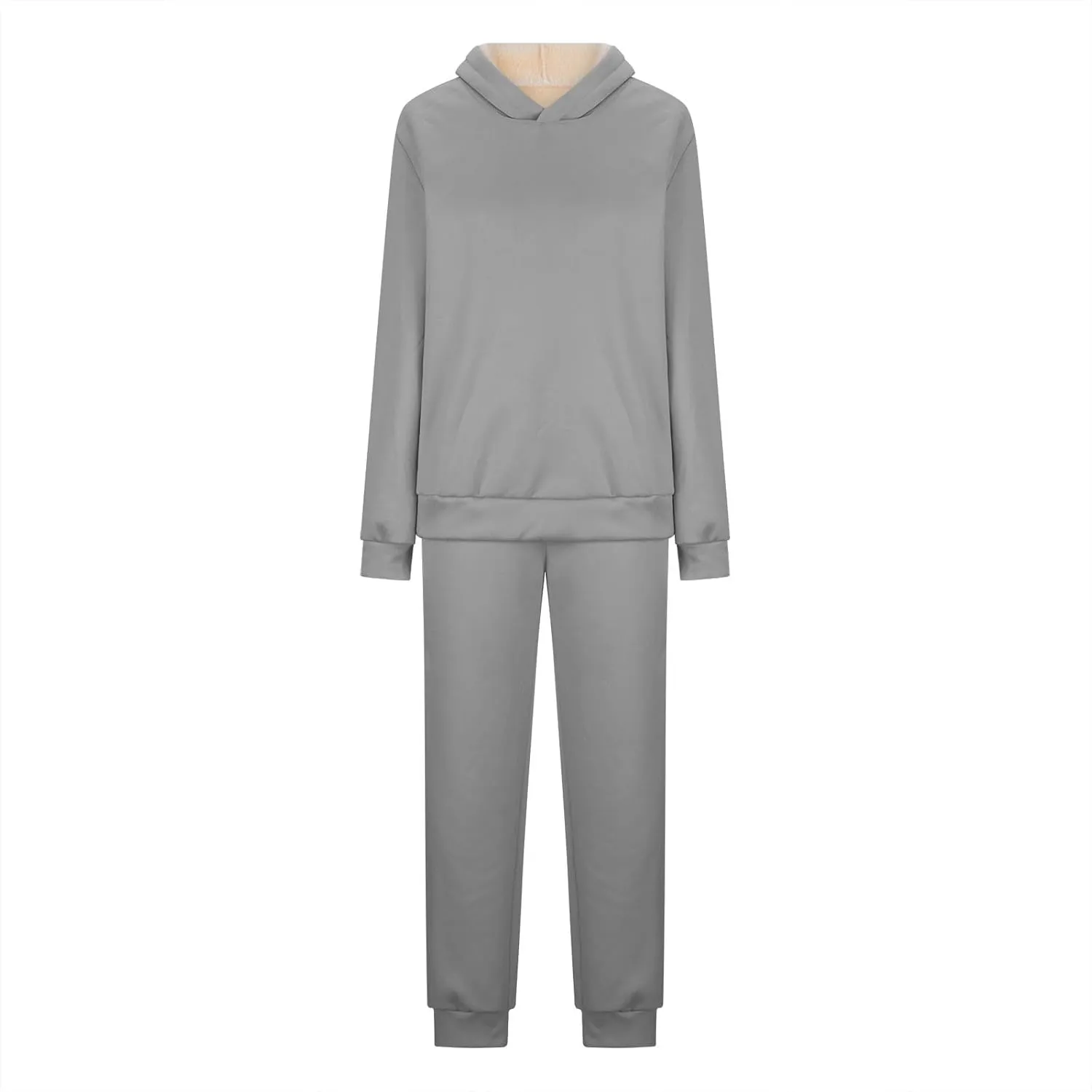 Womens Sweatsuits 2 Piece Set Winter Fleece Sherpa Lined Hoodie Sweatshirt and Long Pants Tracksuit Casual Warm Sets