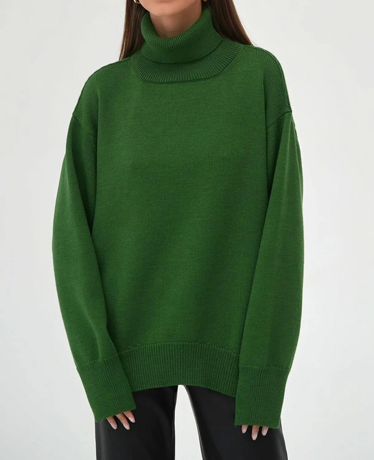 Women's Turtleneck Oversized Sweaters Long Sleeve Soft Knit Pullover Winter Solid Sweater Loose Tops