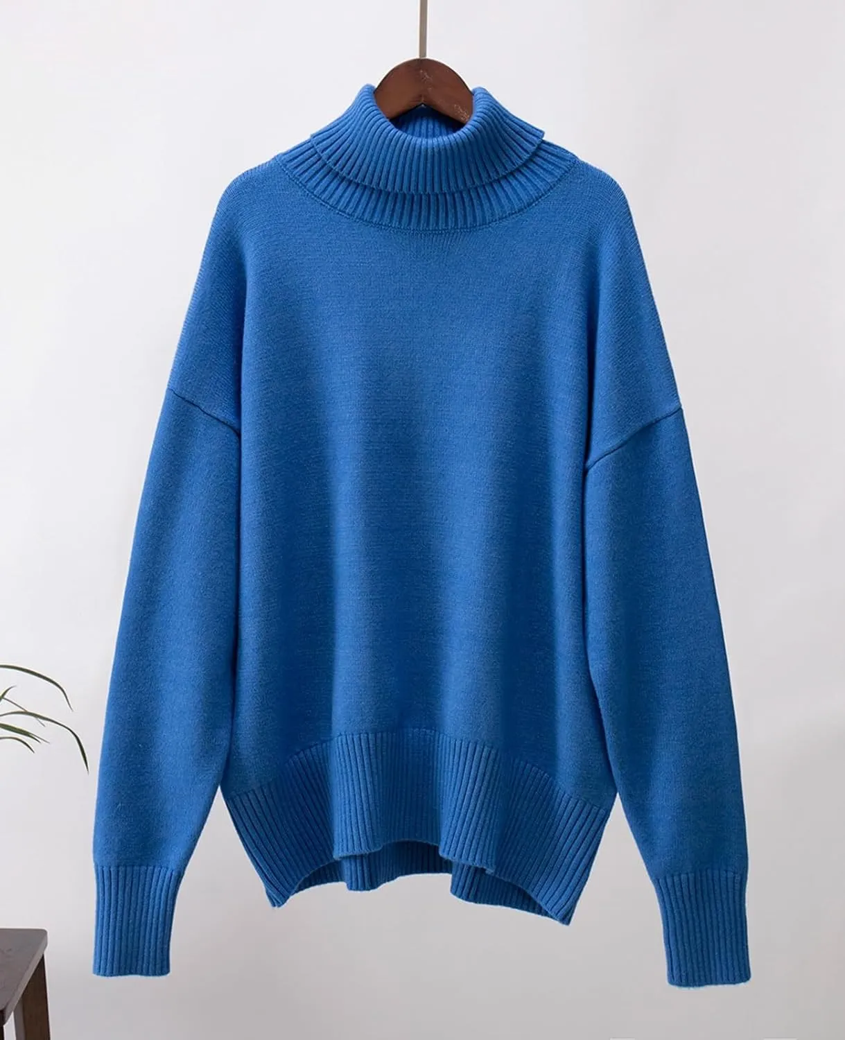 Women's Turtleneck Oversized Sweaters Long Sleeve Soft Knit Pullover Winter Solid Sweater Loose Tops