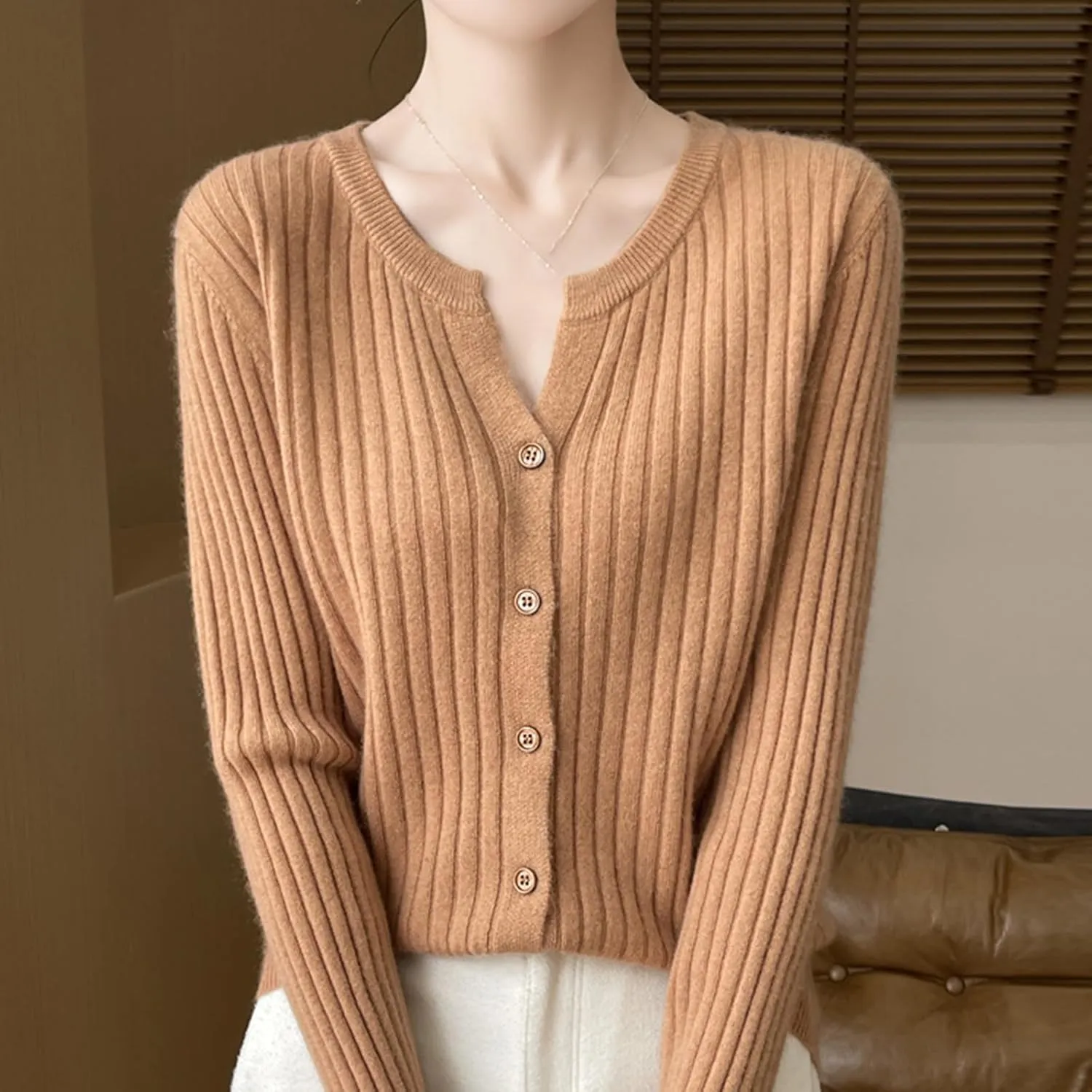 Women's V-Neck Long Sleeve Button Down Lightweight Sweater Soft Knit Cardigan Slim Fashion Tops Jackets 2024