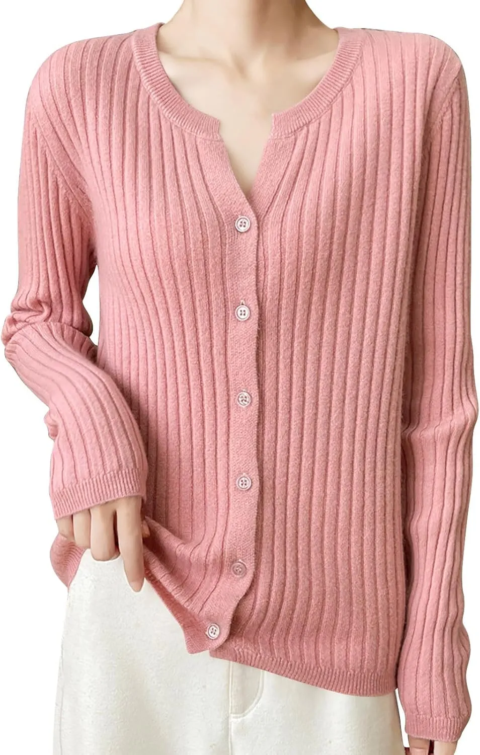 Women's V-Neck Long Sleeve Button Down Lightweight Sweater Soft Knit Cardigan Slim Fashion Tops Jackets 2024