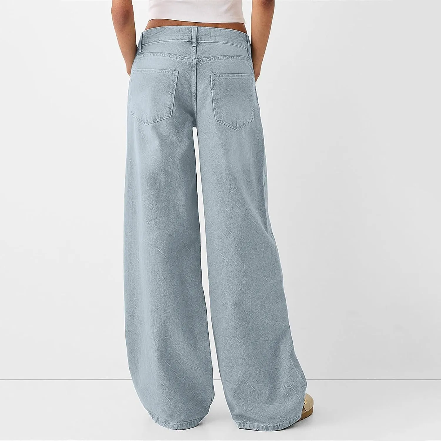Womens Wide Leg Jeans Casual High Waisted Stretch Baggy Loose Denim Pants Trendy Relaxed Fit Sweatpants Y2k Streetwear