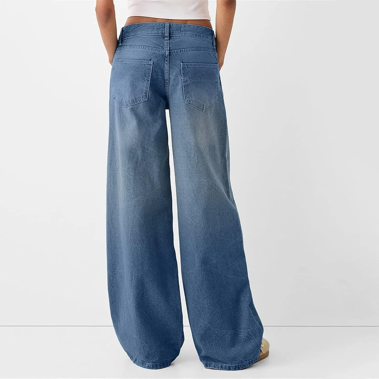 Womens Wide Leg Jeans Casual High Waisted Stretch Baggy Loose Denim Pants Trendy Relaxed Fit Sweatpants Y2k Streetwear