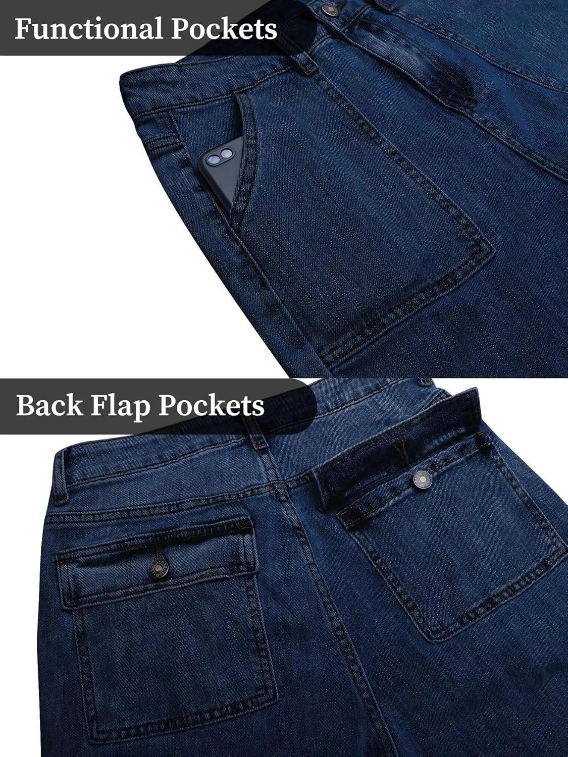 Womens Wide Leg Jeans High Waisted Carpenter Cargo Jeans Casual 90s Y2K Flap Pocket Straight Leg Jeans for Women