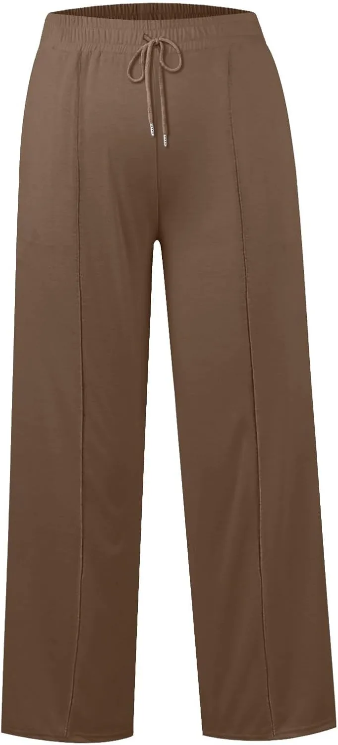 Womens Wide Leg Sweatpants Casual Elastic High Waisted Pants Baggy Lounge Pant Loose Fit Yoga Pants with Pockets