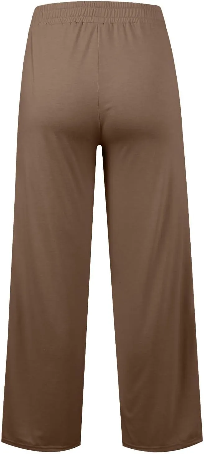 Womens Wide Leg Sweatpants Casual Elastic High Waisted Pants Baggy Lounge Pant Loose Fit Yoga Pants with Pockets