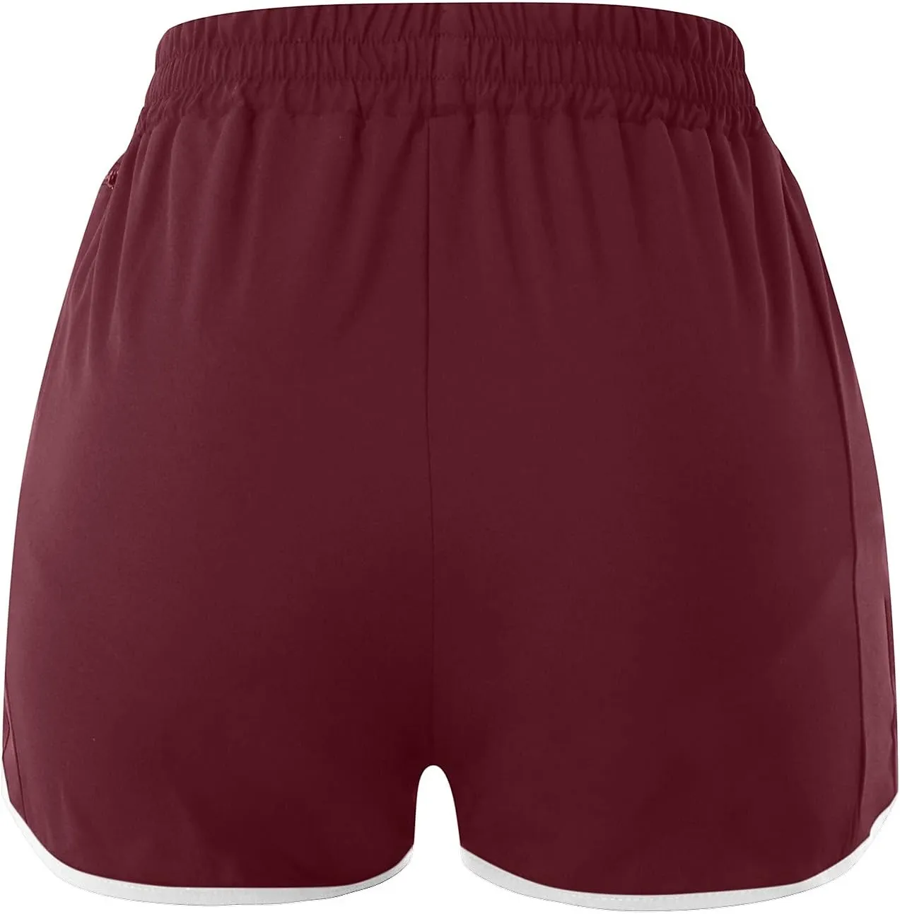 Womens Workout Running Shorts Solid Quick Dry Zipper Pocket Elastic Waisted V Leg Athletic Short Pants with Liner