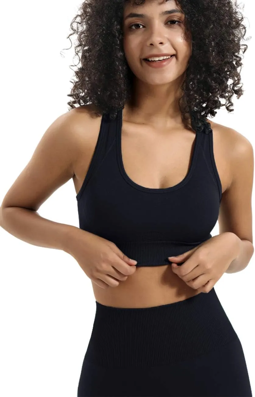 Women's Yoga Outfits 2 Piece High Waisted Leggings with Sports Bra Gym Clothes Sets