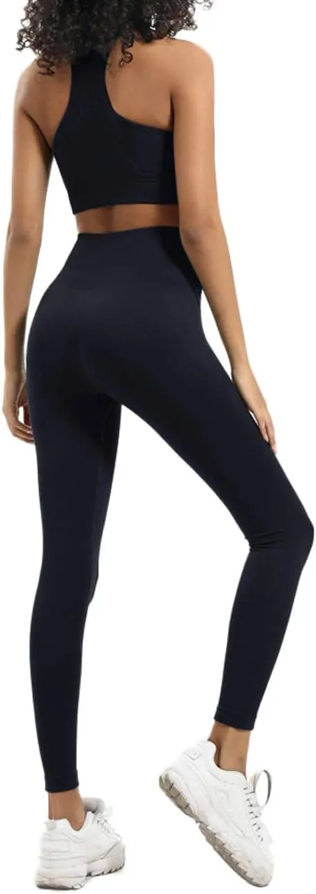 Women's Yoga Outfits 2 Piece High Waisted Leggings with Sports Bra Gym Clothes Sets