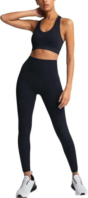 Women's Yoga Outfits 2 Piece High Waisted Leggings with Sports Bra Gym Clothes Sets