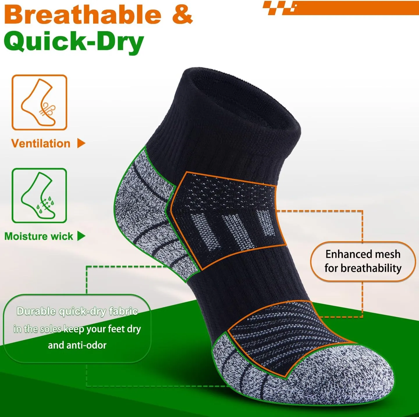 Wool Compression Ankle Socks - Cozy Cushioned Hiking Running for Men Women - Thick Warm Durable
