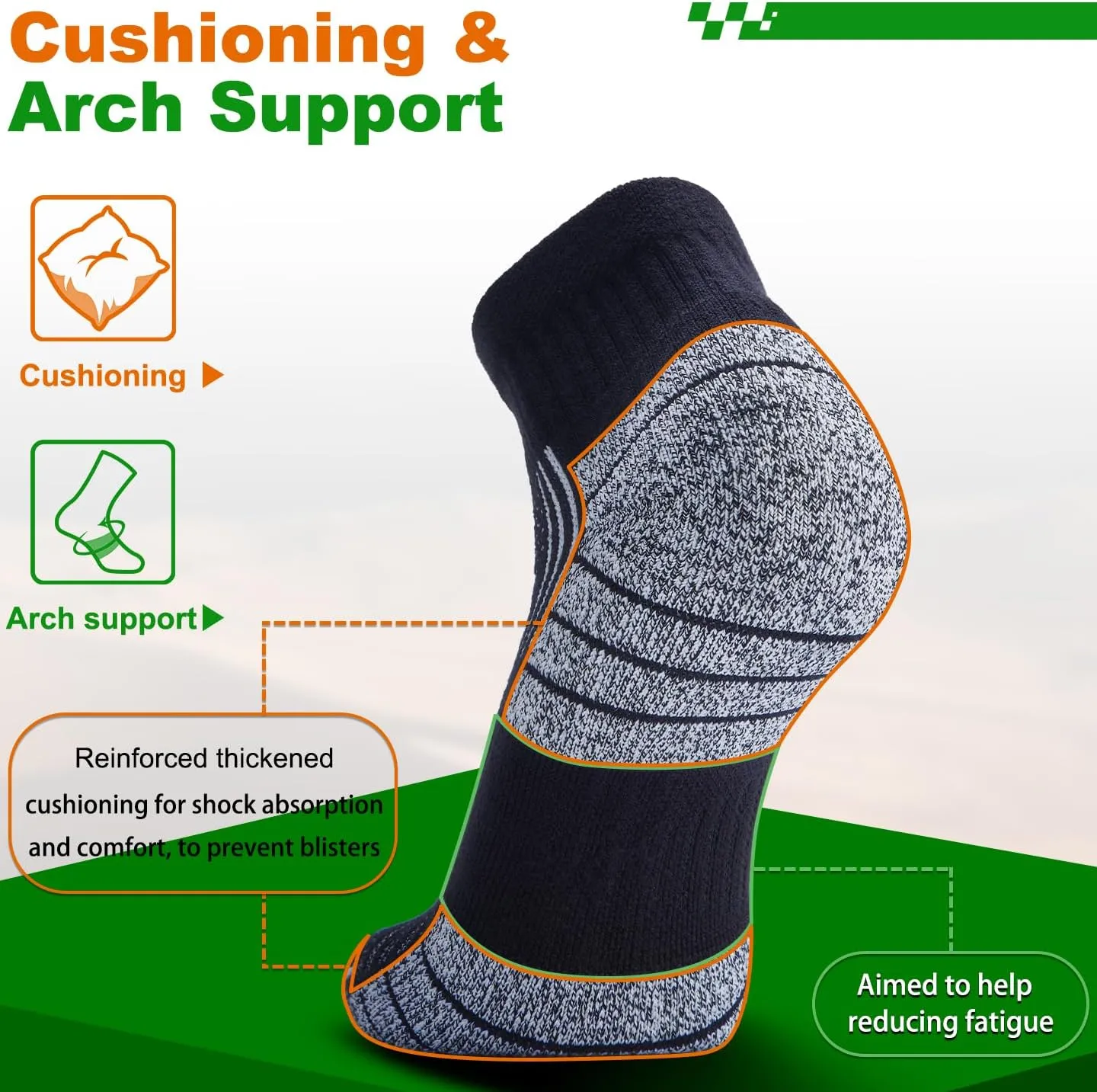 Wool Compression Ankle Socks - Cozy Cushioned Hiking Running for Men Women - Thick Warm Durable