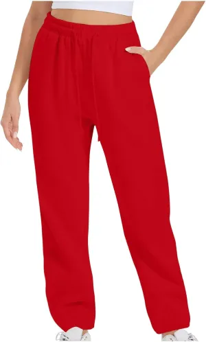 Xiaojmake Active Sweatpants for Women Casual High Waisted Straight Sport Joggers Cozy Loungewear Workout Baggy Lounge Trouser