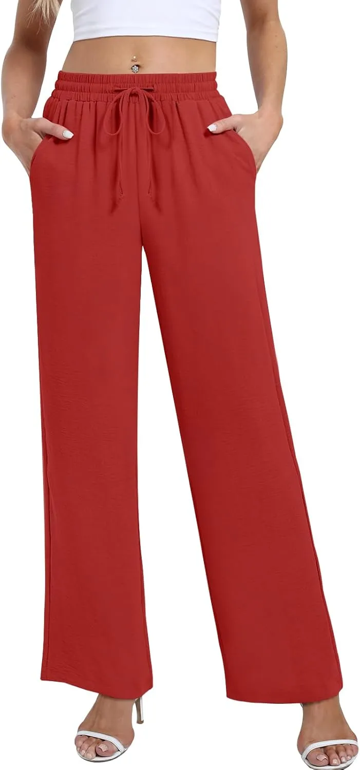 Yicro Womens High Waisted Wide Leg Pants with Pockets Casual Loose Palazzo Trousers