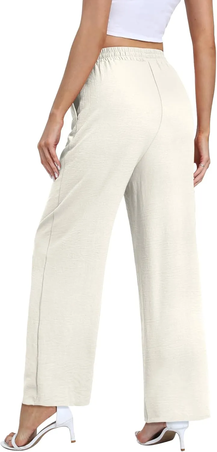 Yicro Womens High Waisted Wide Leg Pants with Pockets Casual Loose Palazzo Trousers