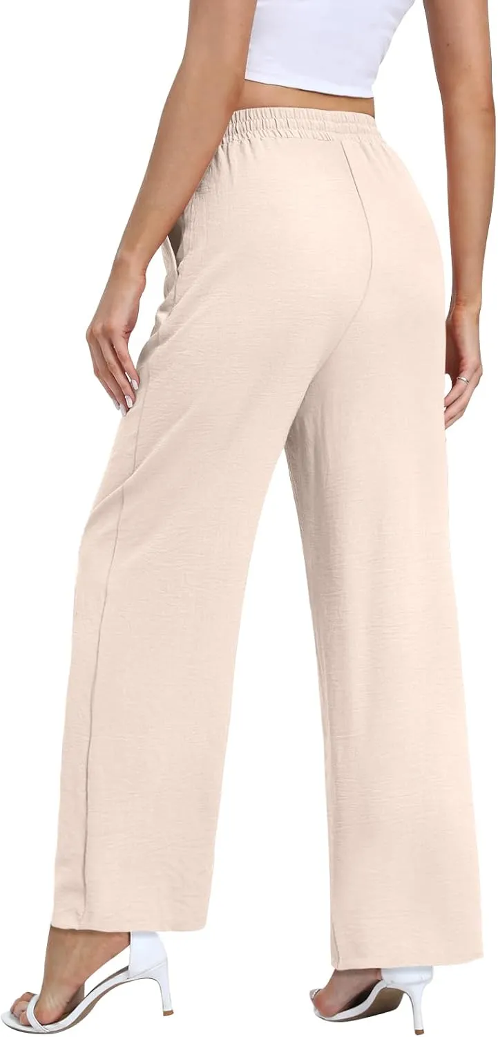 Yicro Womens High Waisted Wide Leg Pants with Pockets Casual Loose Palazzo Trousers