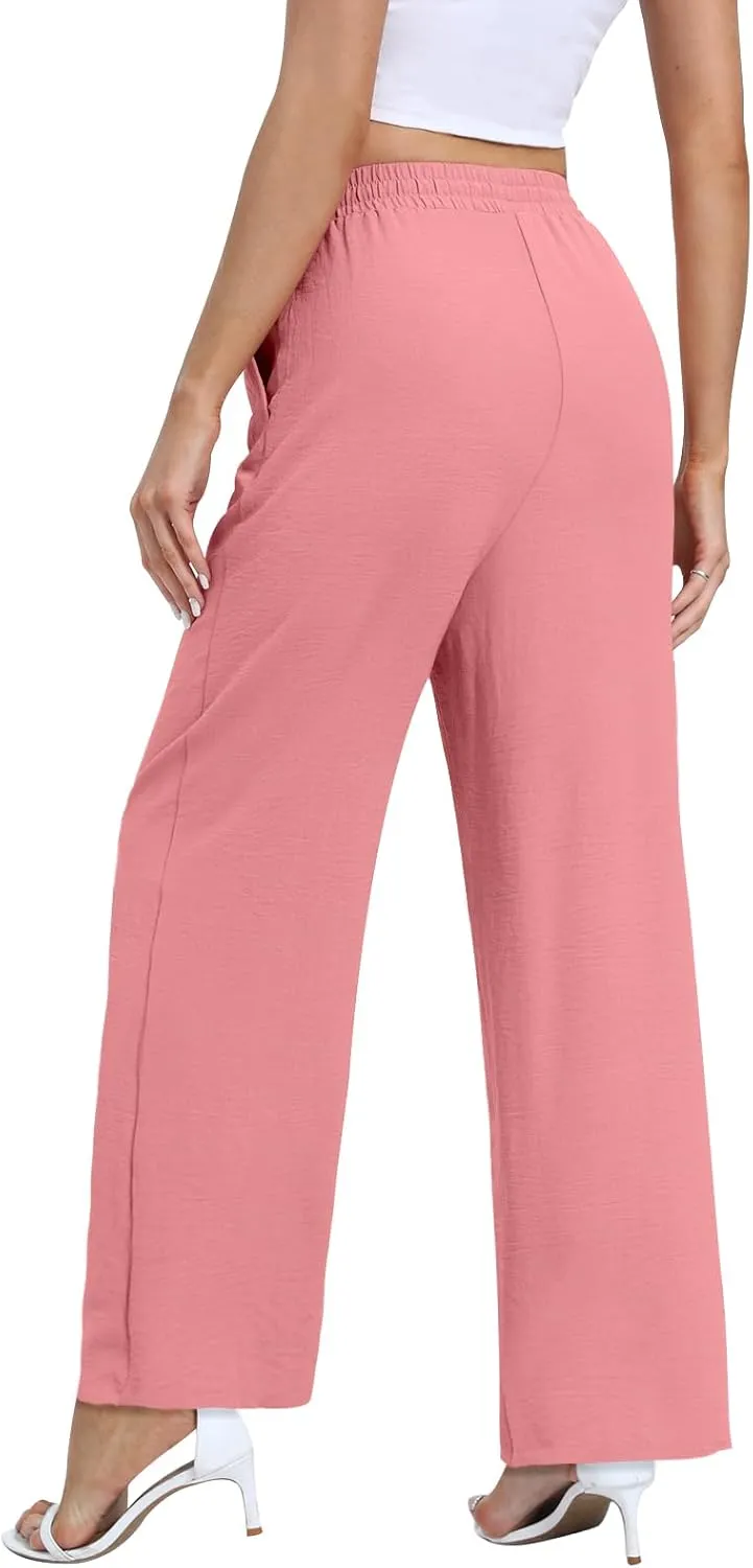 Yicro Womens High Waisted Wide Leg Pants with Pockets Casual Loose Palazzo Trousers