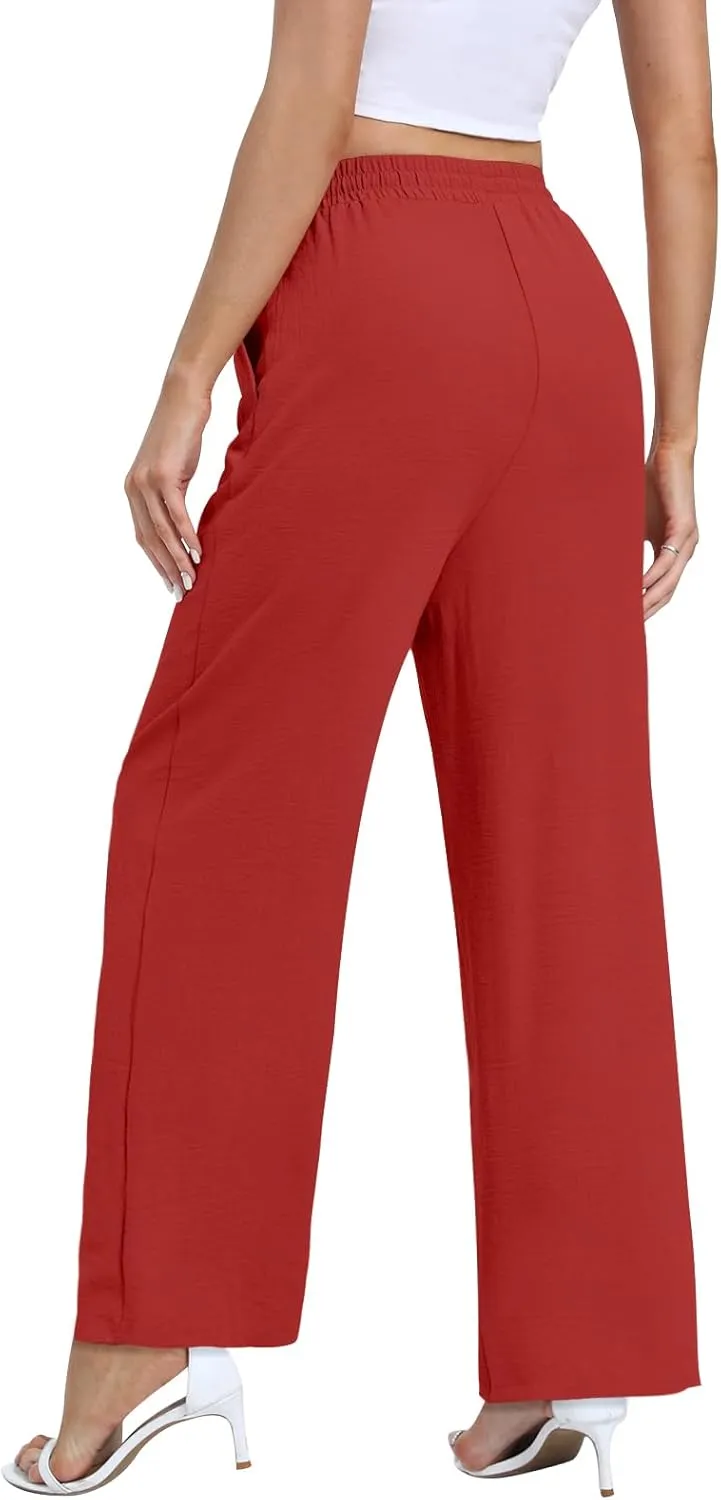 Yicro Womens High Waisted Wide Leg Pants with Pockets Casual Loose Palazzo Trousers