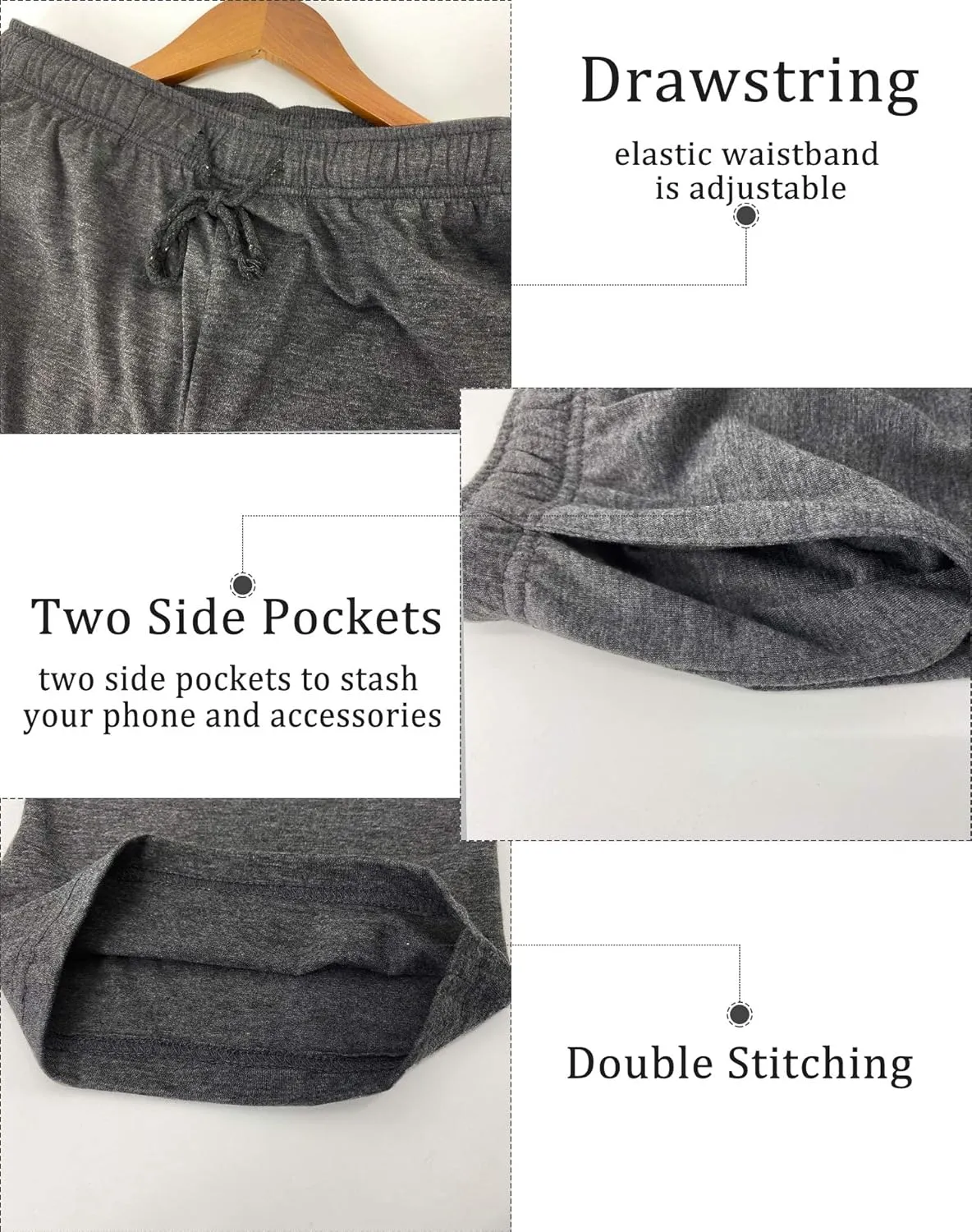 YUSHOW Mens Lounge Pants with Pockets 2 Pack Sleep Pajamas Pj Pants for Men Pjs Bottoms Casual Sleepwear